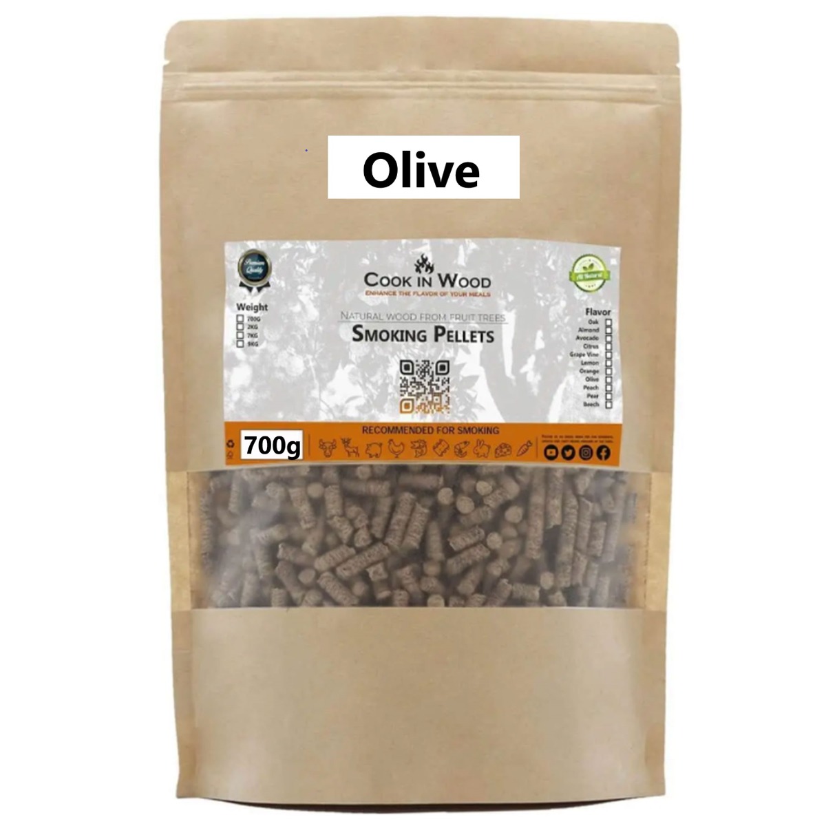 Πέλλετ καπνίσματος Ελιάς (Olive), 700g – Cook In Wood®