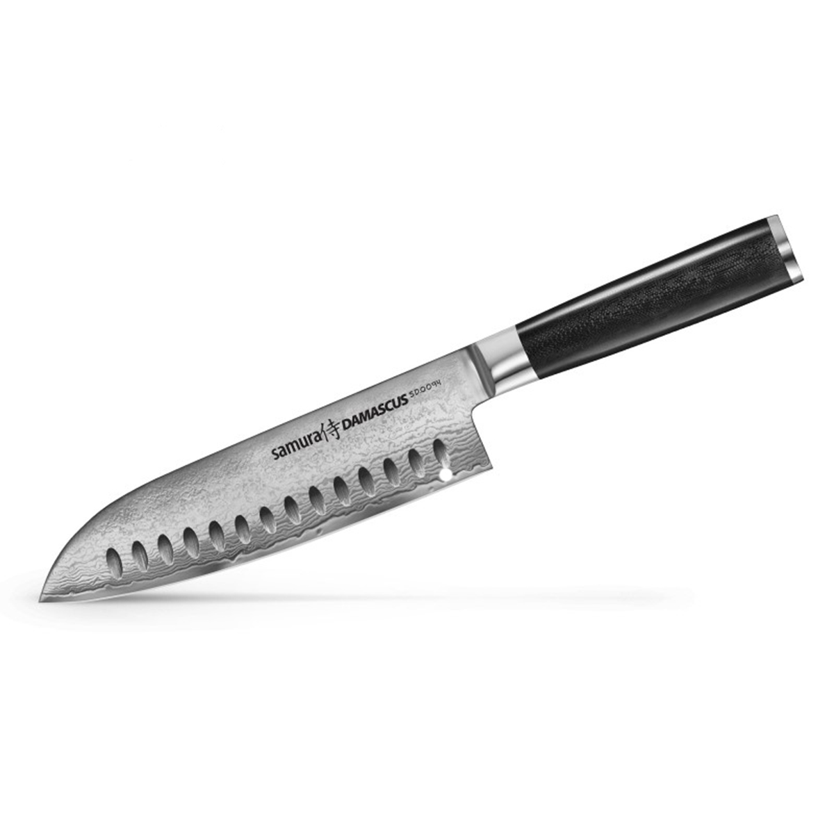 Santoku Knife Hollow Ground 18cm, DAMASCUS - SAMURA®