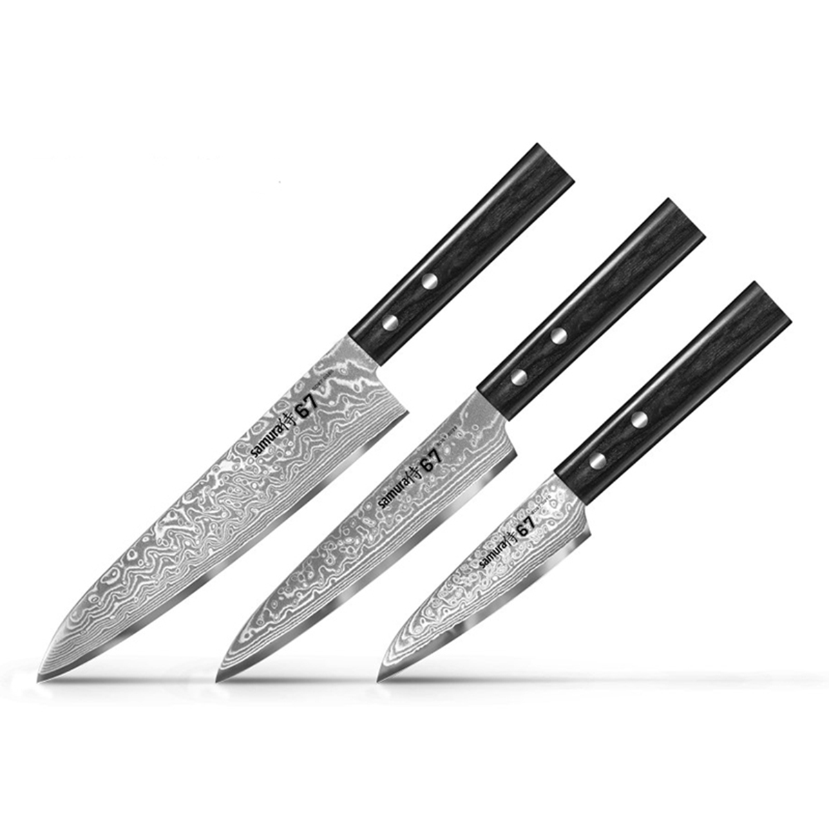 Set of 3 pcs Knives, DAMASCUS 67 - SAMURA®️