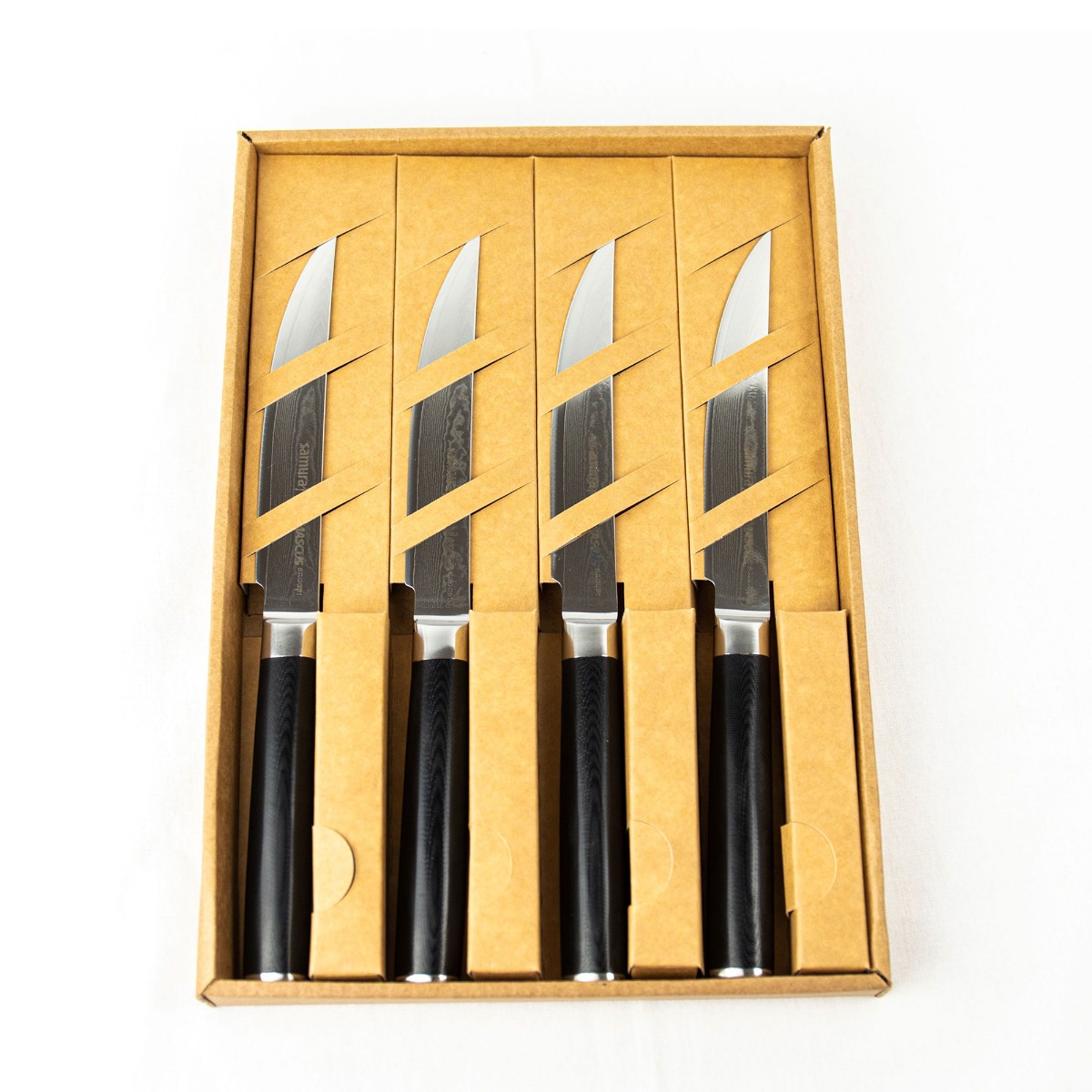 Set of 4 pcs Steak Knives, DAMASCUS - SAMURA®️