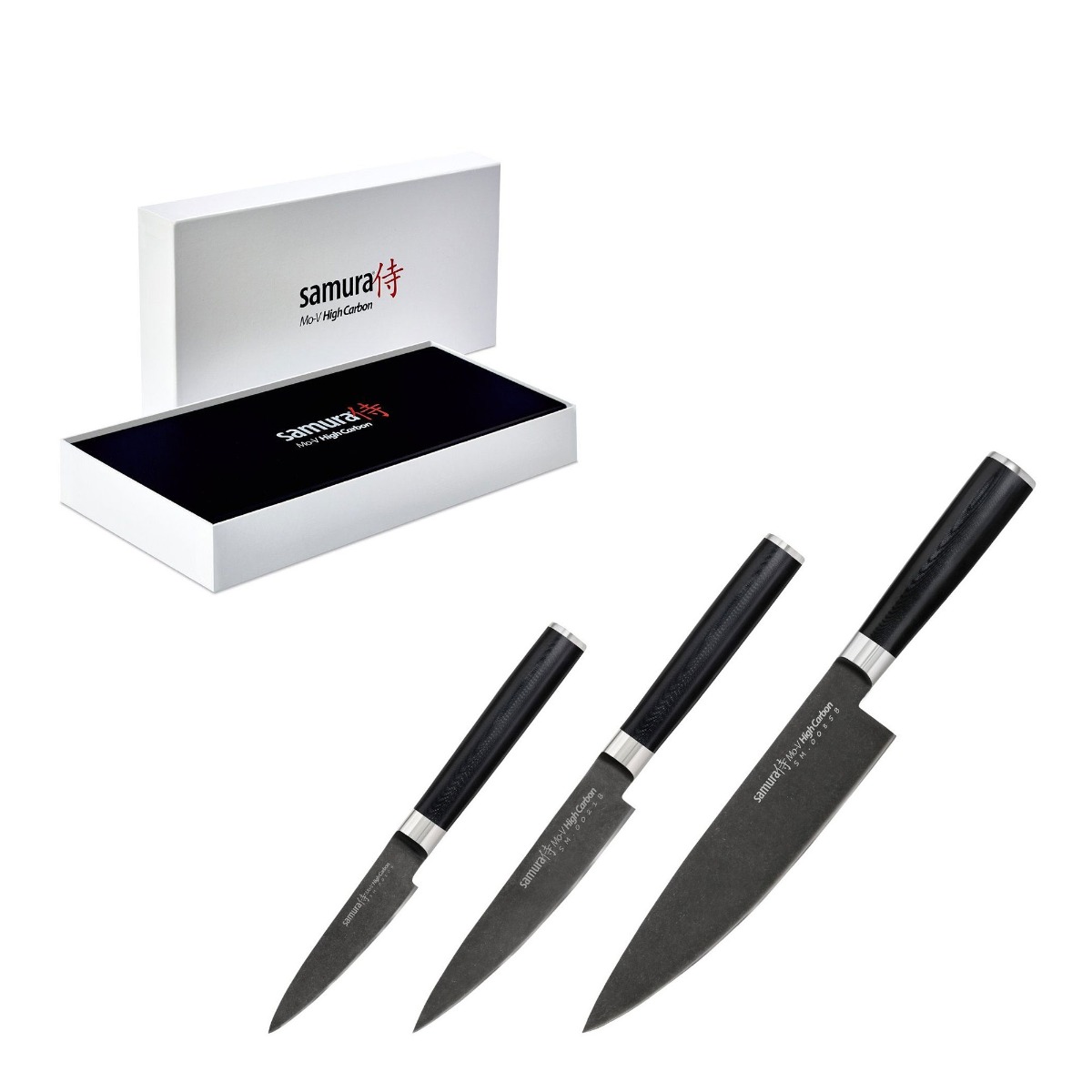 Set of 3 pcs Knives, MO-V STONEWASH - SAMURA®