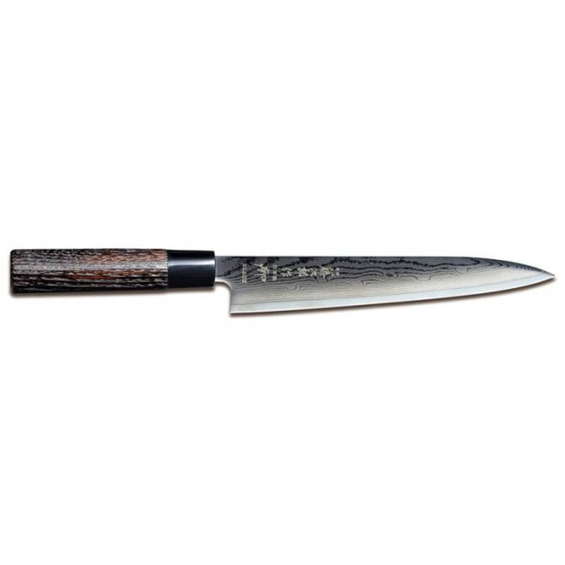 Slicing Knife 21cm with damascus steel and chestnut handle Shippu Black - Tojiro®